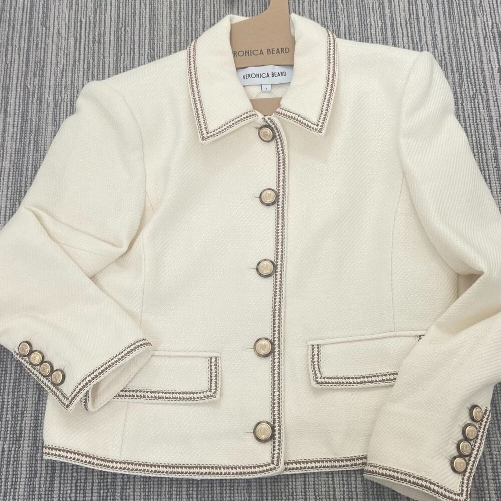 Veronica Beard Makayla Woven Ivory Jacket